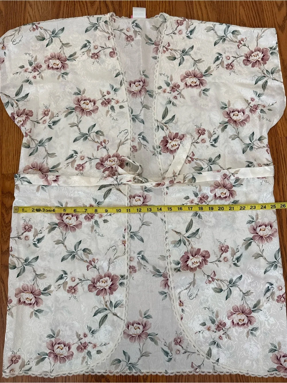 Vintage Sleep Solutions Floral Lace-Trim Dress & Robe Set -Cream, Pink Floral